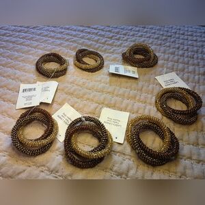Glass Beaded Napkin Rings Set in Gold and Bronze